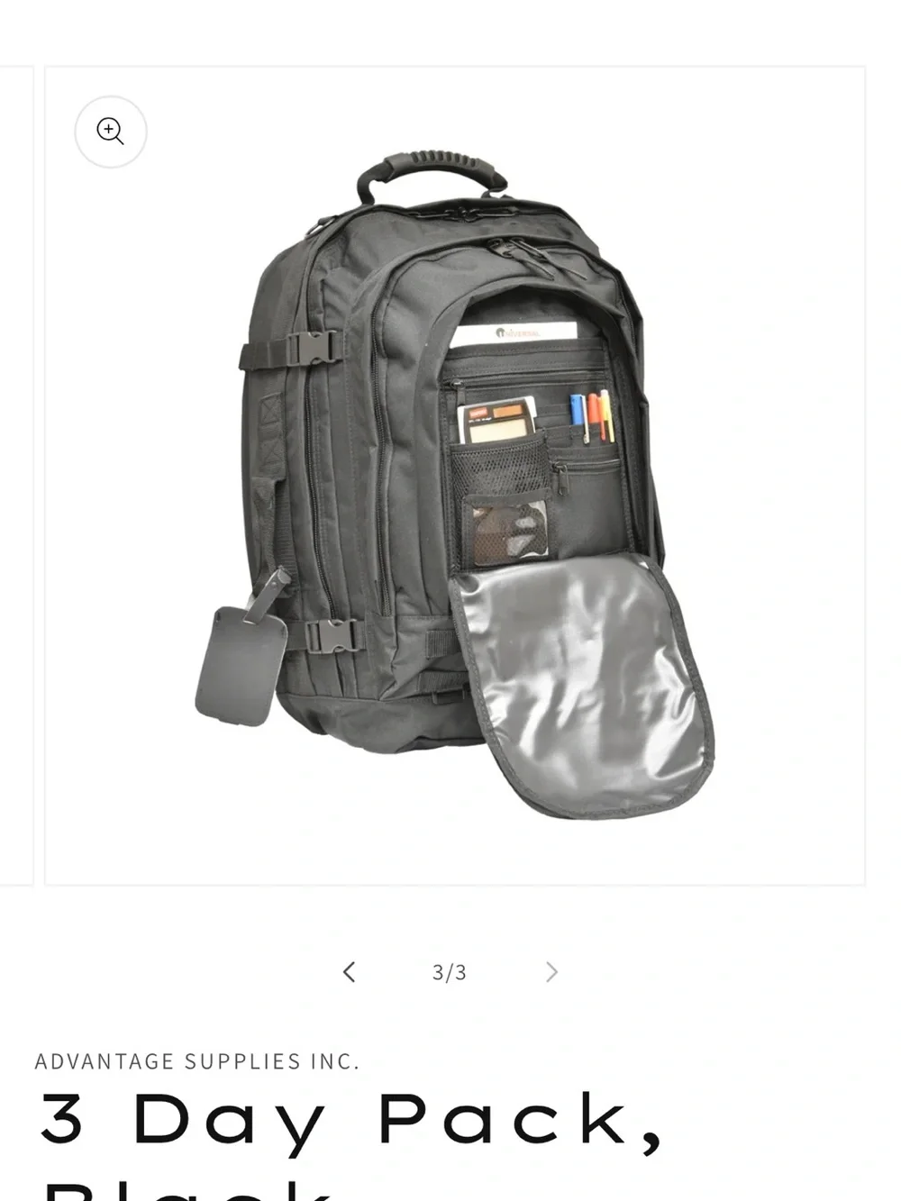 Advantage Supplies 3 Day Pack - Black